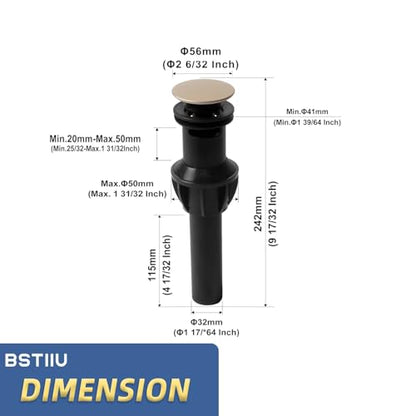 Bathroom Sink Drain with Overflow, Bathroom Sink Stopper for Vanity Vessel Sink,Universal Rapid Draining Plastic Pop-up Sink Drain with Anti-Clog Strainer, Brushed Gold - color: Brushed Gold
