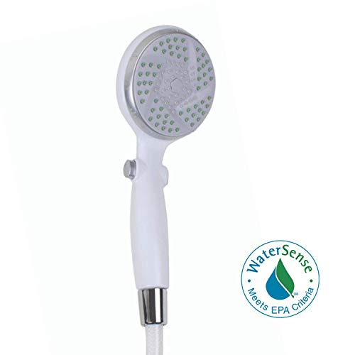Carex Handheld Shower Head with Extra Long 84" Flexible Hose and Convenient Pause Function - Watersense Certified Handheld Shower Head with Hose with Oversized Spray Head - White