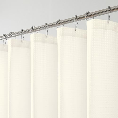 Cream Waffle Weave Fabric Shower Curtain, Textured Heavy Cloth Shower Curtains for Bathroom, Water Repellent Soft Hotel Spa Luxury Elegant Bath Curtain, Machine Washable, Cream, 72x78 Inch - color: Cream, size: 72"W x 78"L (Pack of 1)