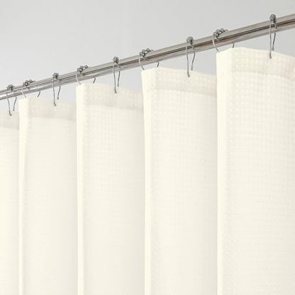 Cream Waffle Weave Fabric Shower Curtain, Textured Heavy Cloth Shower Curtains for Bathroom, Water Repellent Soft Hotel Spa Luxury Elegant Bath Curtain, Machine Washable, Cream, 72x78 Inch - color: Cream, size: 72"W x 78"L (Pack of 1)