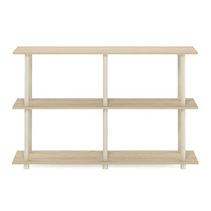 Furinno Turn-N-Tube No Tools 3-Tier Rectangle Side Display Rack, Bauhaus Oak/Beige Plastic Pole 2 x 2 - color: Bauhaus Oak/Beige, style: Plastic Pole 2 x 2