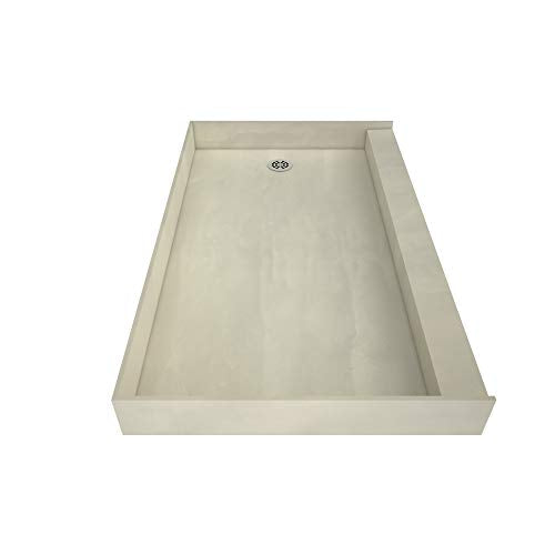 Tile Redi B3260R-SCRDPVZ3 Shower Pan Kit with Flashing, Right Drain- Single Curb Shower Base, 2" PVC Drain and Plate Included, 60" Width x 32" Depth - size: 60" W x 32" D with Flashing, style: Right Round Drain Plate 13" from Back