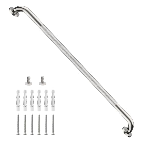 42 Inch Anti-Slip Grab Bar, ZUEXT Polished Chrome Extra Long Stainless Steel Bathroom Safety Assist Handle w/Knurled Grip, Wall Mounted Support Rail for Bathtub, Shower, Toilet Seniors Handicap Safety - color: Chrome, size: 42 Inch
