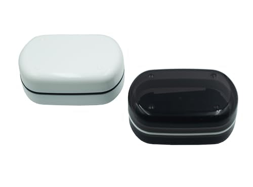 2 Pack Travel Soap Case Holder,Portable Soap Box with Draining Layer for Shower,Bathroom,Camping,Hiking,Gym (Black and White) - color: 2 Pack Black and White Soap Case