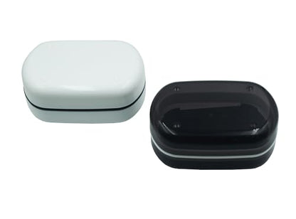 2 Pack Travel Soap Case Holder,Portable Soap Box with Draining Layer for Shower,Bathroom,Camping,Hiking,Gym (Black and White) - color: 2 Pack Black and White Soap Case