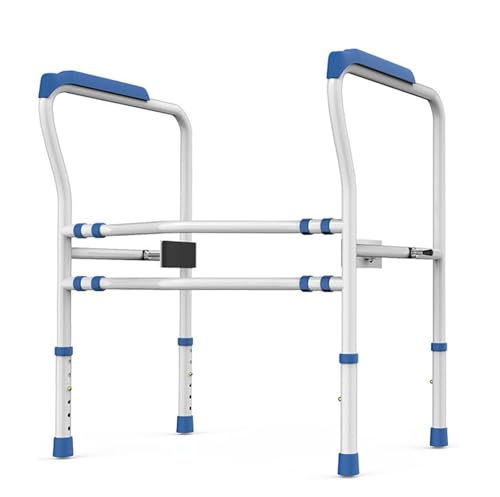 Toilet Safety Rails Frame, Sturdy Adjustable Free Standing Toilet Bathroom Rail, Toilet Safety Frame for Elderly, Handicapped, Fit Any Toilet(Blue) - color: Blue