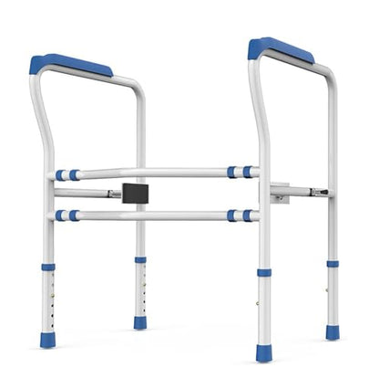 Toilet Safety Rails Frame, Sturdy Adjustable Free Standing Toilet Bathroom Rail, Toilet Safety Frame for Elderly, Handicapped, Fit Any Toilet(Blue) - color: Blue