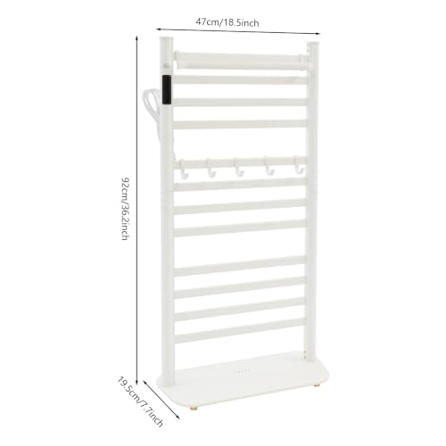 Freestanding Towel Warmer Rack, Heated Electric Carbon Fiber, Timer (White) | Place in Bathrooms to Warm Towels and Dry Clothes—Carbon Fiber Heating Eliminates Dampness, Spa‑Like Comfort Daily. - color: White