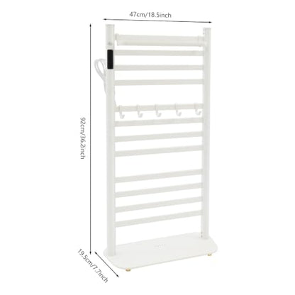 Freestanding Towel Warmer Rack, Heated Electric Carbon Fiber, Timer (White) | Place in Bathrooms to Warm Towels and Dry Clothes—Carbon Fiber Heating Eliminates Dampness, Spa‑Like Comfort Daily. - color: White