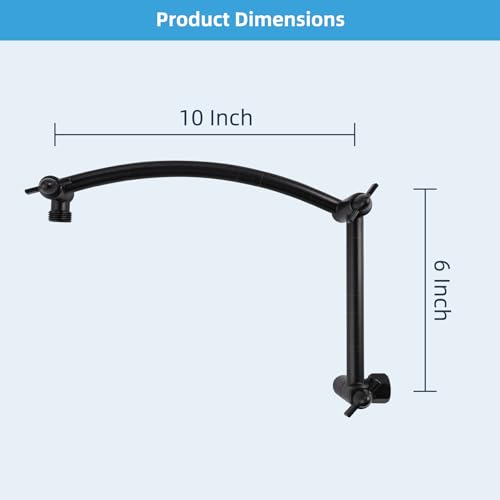 Hibbent All Metal 16'' Shower Head Extension Arm, Oil Rubbed Bronze | Solid Brass Adjustable Shower Arm with Lock Joint, Flexible Height & Angle, Universal Connection Shower Head Extender - color: Oil Rubbed Bronze, size: 16 Inch