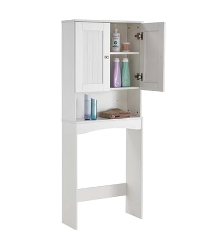 HRVEOCEI White Over The Toilet Storage Cabinet with Doors, Freestanding Bathroom Above Toilet Storage & Tall Bathroom Over Toilet Storage Cabinet with Adjustable Shelf (Style4) - style: Style4