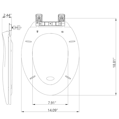 Elongated Toilet Seat, 19 Inch White Slow Close PP Plastic Toilet Cover, Quick Release Hinges, Easy Clean Stain Resistant Bathroom Seat for Standard Toilets - color: White