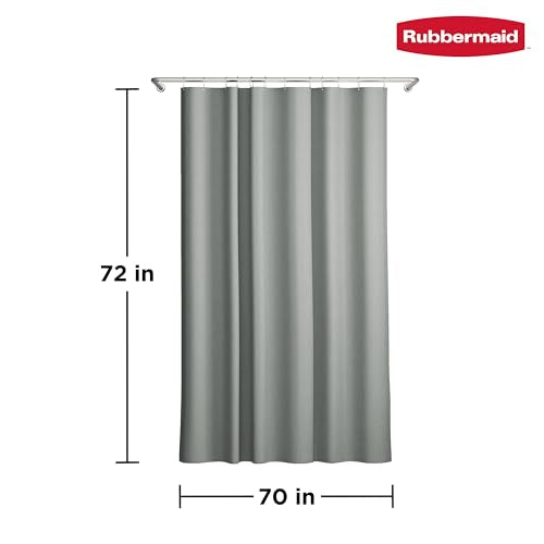 Rubbermaid Grey Shower Curtain Liner: Waterproof Fabric Shower Liner for Bathroom, with 2 Magnets and Rustproof Grommets, 70x72, Standard Size, Gray - color: Grey