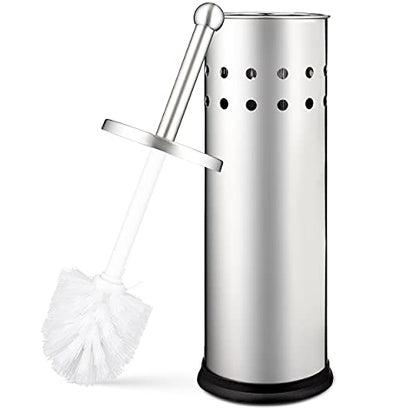 Home Intuition Polished Chrome Stainless Steel Vented Toilet Brush and Holder, 1 Pack