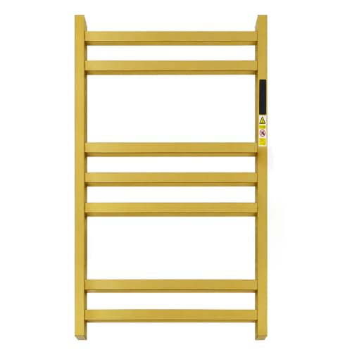 WMHYLYH Luxury 7 Bar Towel Warmer Rack for Bathroom, Wall Mounted Electric Heated Towel Rack with Timer & Fahrenheit Temperature Control, Stainless Steel Towel Heater for Bathroom(Brushed Gold) - size: 7 Bars