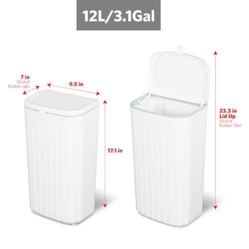 Glad Roomate Under Counter Waste Bin | Space Saving Small Trash Can for Kitchen Cabinet, Bathroom or Office | Dual Lid for Ease of Opening, 12 Liter, White - color: 12 Liter White Plastic