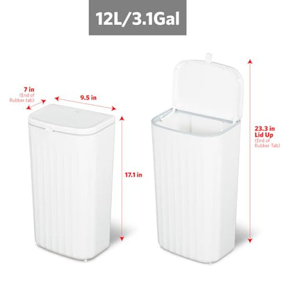 Glad Roomate Under Counter Waste Bin | Space Saving Small Trash Can for Kitchen Cabinet, Bathroom or Office | Dual Lid for Ease of Opening, 12 Liter, White - color: 12 Liter White Plastic
