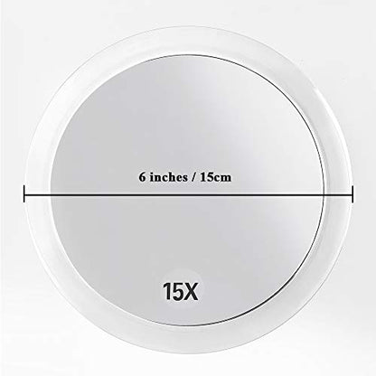 SANTOO 15X Magnifying Mirror - with 3 Mounting Suction Cups - Used for Precise Makeup - Eyebrows/Tweezing - Blackhead/Blemish Removal - Bathroom/Travel Makeup Mirror - 6 Inch Round (Rose Gold) - color: 15x