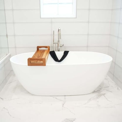 EcoDecors, 34 inch, with LiftAid Handles, Bath Tray for Tub, Bath Tub Tray Wood, Bathtub Table, Caddy for Bathtub in Natural Teak - style: 34"- LiftAid Handles