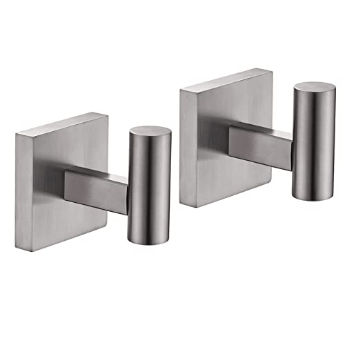 KOKOSIRI Robe Hook Bathroom Towel Coat Hooks for Bath Kitchen Wall 2 Pack Brushed Nickel Stainless Steel B1013BR-P2 - color: Brushed Nickel, size: 2 Pack