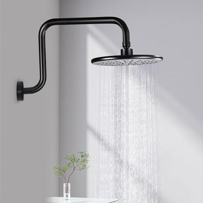 Shower Extension Arm, S shaped shower arm with Flange,Stainless Steel 13 Inch High Rise Shower Head Extender Arm,Matte Black,10Z3MK - color: Matte Black, style: S Shaped