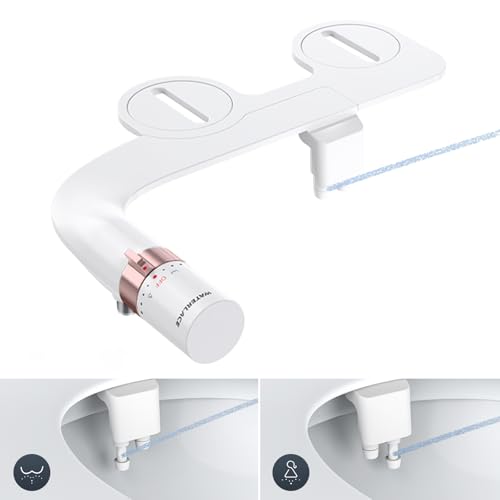 Bidet Attachment for Toilet Seat Sprayer - Non Electric Dual Nozzle with Cold Water - Self Cleaning Toilets Bathroom Spray for Butt Wash - Easy Slim Adjustable Pressure Control Rv Bidets Gifts - color: Rose Gold