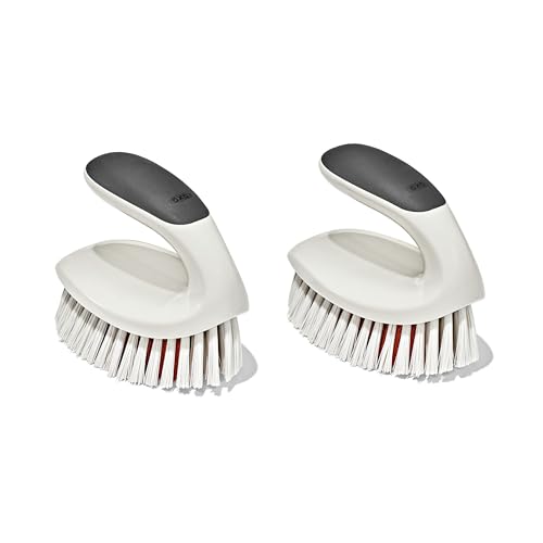 OXO Good Grips All-Purpose Scrub Brush – 2-Pack, Crevice Cleaning, Bathroom Cleaning, Scrub Brush with Handle, Brushes to Scrub Your Kitchen or bathrooms - size: 2 Pack