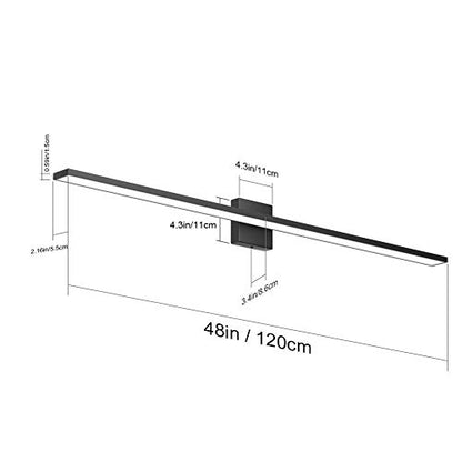 Ralbay 48inch Modern LED Black Vanity Light 46W Frosted Aluminum for Bathroom Vanity Lighting Fixtures Cool White 6000K - color: Black, size: 48 inch