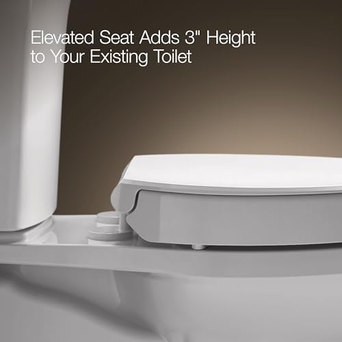 KOHLER 25875-96 Hyten 3" Height, Elevated Soft Close Elongated Toilet Seat, Contoured Seat with Grip-Tight Bumpers, Quick-Attach Hardware, No Slam Toilet Seat, Biscuit - color: Biscuit, size: Elongated