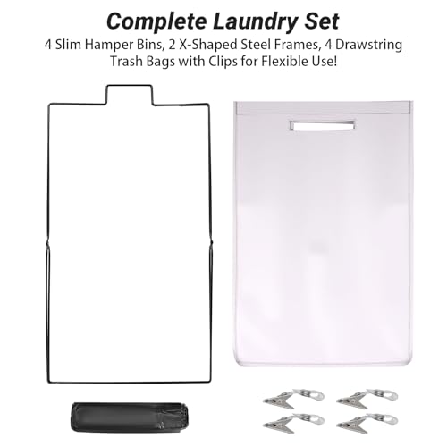 13-Gallon Slim Laundry Hamper – Collapsible Clothes Basket for Bedroom, Bathroom, Dorm & Apartment, Foldable Laundry Bin with X-Shaped Steel Support