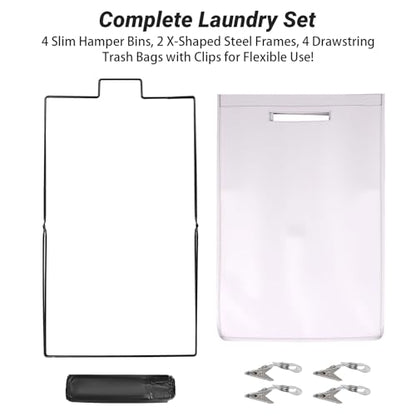 13-Gallon Slim Laundry Hamper – Collapsible Clothes Basket for Bedroom, Bathroom, Dorm & Apartment, Foldable Laundry Bin with X-Shaped Steel Support