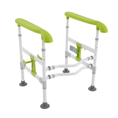 Toilet Safety Rails with Adjustable Height and Width, Stand Alone Toilet | Padded Handles, Bathroom Grab Bar for Elderly Seniors Handicap and Disabled, Freestanding Toilet Arms