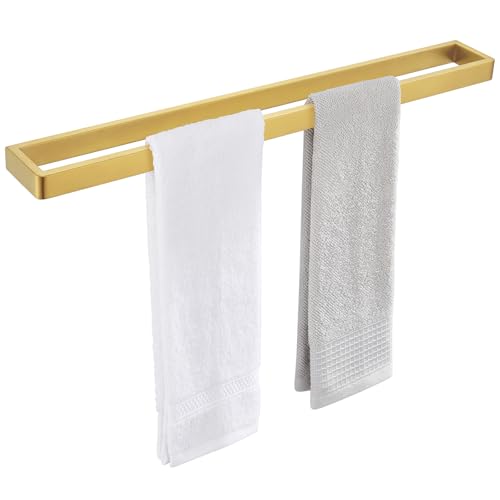 22.8 Inch Bathroom Towel Bar, Brushed Gold, 304 Stainless Steel | Rust-resistant for Bathroom, Shower, Vanity, Kitchen, Moder Square Towel Holder, Hidden Screw Wall Mounted, Heavy Duty Hang - color: Brushed Gold