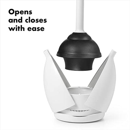 OXO Good Grips Toilet Plunger with Cover and Holder, White