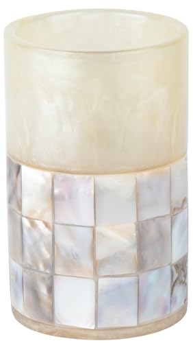 Milano Toothbrush Cup - Electric Toothbrush Holder for Bathroom fits Toothbrushes and Toothpaste - Bathroom Tumbler Cup Finished with Beautiful Mother of Pearl Shells - style: Bathroom Tumbler