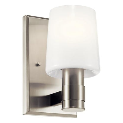 Kichler Adani 8.5" 1-Light Wall Sconce Light, Brushed Nickel | Opal glass creates soft ambient lighting for bathrooms, kitchens, bedrooms and hallways, 55174NI - color: Brushed Nickel, size: 8.5"