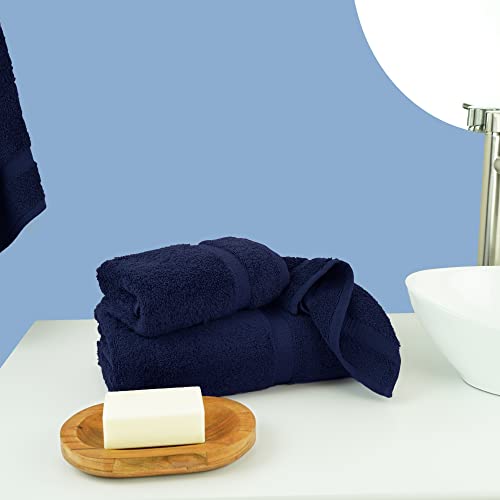 Chakir Turkish Linens Personalized 3 Piece Towel Set, 100% Cotton Luxury Turkish Towels for Bathroom, Soft Absorbent Towel Set with Bath Towel Hand Towel and Washcloth, Navy - color: Navy