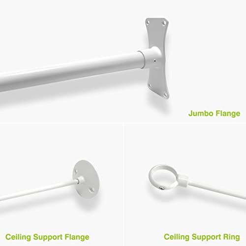 Naiture 60'' x 30'' D Shape Shower Curtain Rod with 36'' Vertical Ceiling Support, Aluminum, Gloss White Finish - color: Gloss White, size: 60'' x 30''