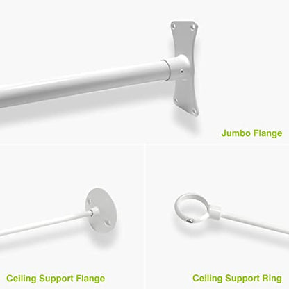 Naiture 60'' x 30'' D Shape Shower Curtain Rod with 36'' Vertical Ceiling Support, Aluminum, Gloss White Finish - color: Gloss White, size: 60'' x 30''