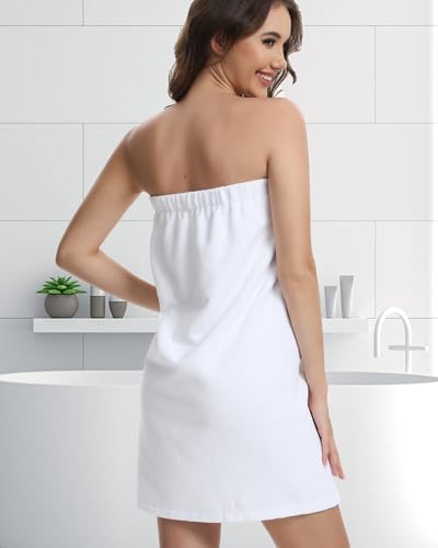 Lightweight Waffle Bath Towel Wraps for Women after Shower | Soft, Knee Length, Adjustable Closure, Thin Robe Body Bathrobes with Pocket for Spa, Gym, Sauna, Beach & Pool - color: 3 Pack Bath Robe After Shower for Women White