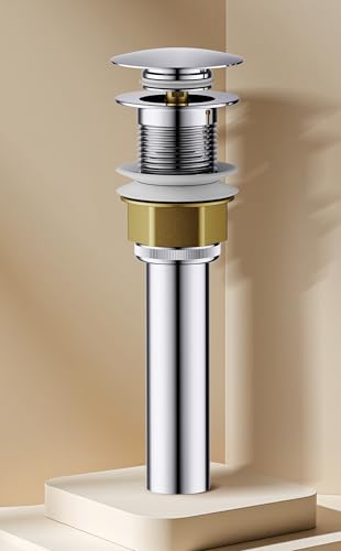 Bathroom Sink Drain with Strainer Basket and Pop-Up Drain Stopper Set (Chrome, Without Overflow) - color: Chrome, size: Without Overflow