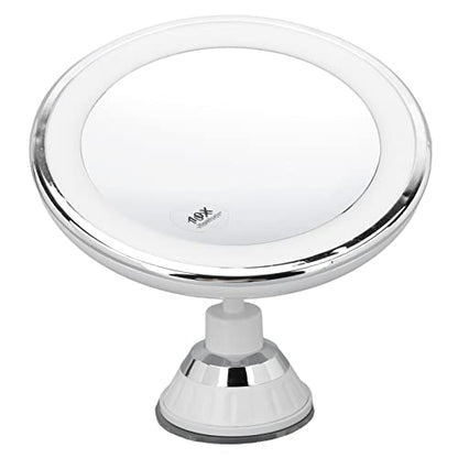 Makeup Mirror 10X Magnify with Suction Cups for Professional Results, Contact Lens Wear, White Light Warm Light 7.9 X 6.9 X 2.8in