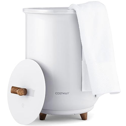 COSTWAY Bucket Style Towel Warmer, 23L Towel Warmer with 4 Heating Time & 3 Heating Temperature, Overheat Protection System, Fragrant Disc Holder, Towel Warmer for Bathroom, Hot Tub, Spa, White - color: White