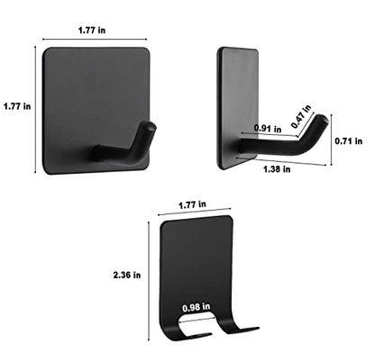 8 Pack Adhesive Hooks, 4 Pack Razor Holder for Shower and 4 Heavy Duty Waterproof Sticky Hooks for Hanging Towels, Loofah, Coat, Hat (Black) - color: Black