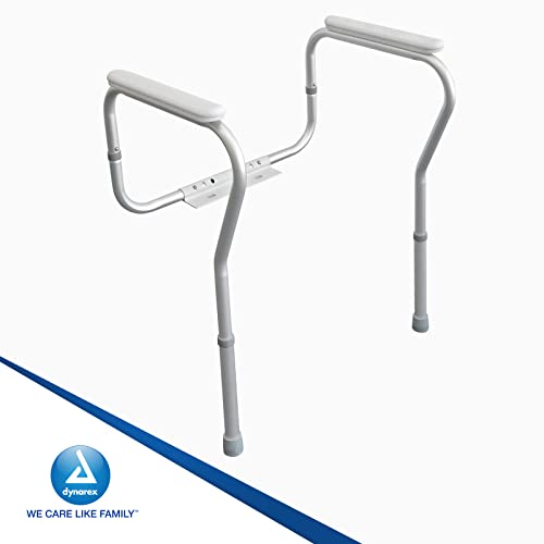 Dynarex Toilet Safety Rail Frames Your Toilet to Provide Safe Assistance is Height and Width Adjustable with a Weight Capacity of 300 pounds, Silver, 1 Adjustable Height Toilet Safety Rail