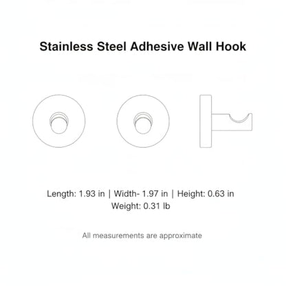 Wall Hook Stainless Steel Adhesive Mount for Bathroom Tile and Glass, Drill-Free Holder for Wet Towels and Robes (1 Piece) - size: 1.93 x 1.97 x 0.63 in