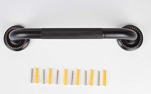16-Inch Grab Bar Featuring Anti-Slip Handrail, Solid Brass, Oil Rubbed Bronze, Heavy-Duty Construction Armrest, Bathroom Bathtube Shower Safety Rail - color: Mh, size: 16 Inch (Pack of 1)