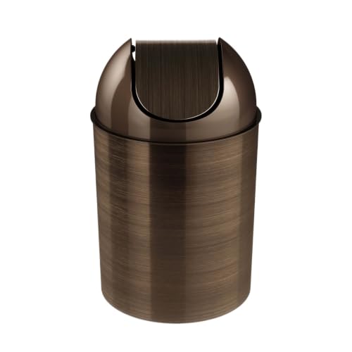 2.5 Gallon Bronze Swing Top Trash Can, Water Rust Dent Resistant