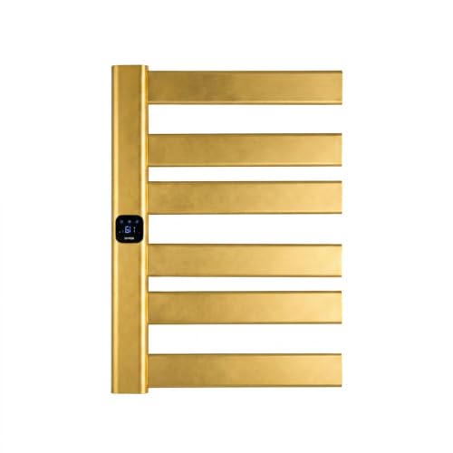 Towel Warmer, Heated Towel Rack with Built-in Timer and Temperature Control,Hard-Wired(Left-Wiring)/Plug-in Wall-Mounted Towel Rail, Aluminum, 18.8" W X 25.6" H, Gold - color: Gold, size: 18.8"L x 25.6"H