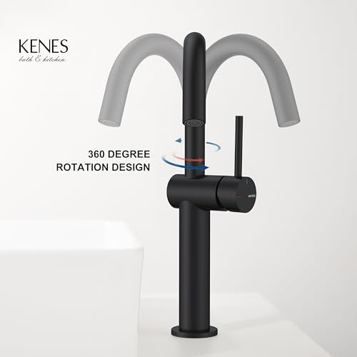 Matte Black Vessel Sink Faucet Single Handle, Tall Bathroom Faucet | Vessel Bowl Faucet with Pop Up Drain & Supply Lines, Lead-Free cUPC & NSF Certified, 1 Hole Faucet for Vanity RV Restroom - color: Matte Black, size: Tall